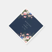 Navy Blue Wildflower Floral Wedding Servet (Hoek)