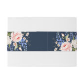 Navy Blue Wildflower Floral Wedding Uitnodigingen Wikkel (Achterkant Voorbeeld)