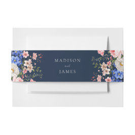Navy Blue Wildflower Floral Wedding Uitnodigingen Wikkel
