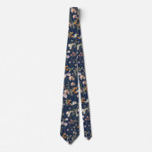Navy Blue Wildflower Garden Flowers Spring Meadow Stropdas (Voorkant)