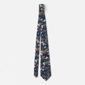 Navy Blue Wildflower Garden Flowers Spring Meadow Stropdas (Achterkant)