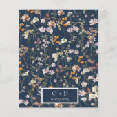 Navy Blue Wildflower Garden Huwelijksuitnodiging Flyer (Achterkant)