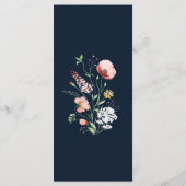 Navy Blue Wildflower Meadow Bruiloft Menu Kaart (Achterkant)