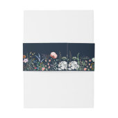 Navy Blue Wildflower Meadow Uitnodiging Belly Band Uitnodigingen Wikkel (Achterkant Voorbeeld)