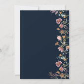 Navy Blue Wildflower Verlovingsfeest Uitnodiging (Achterkant)