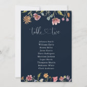 Navy Blue Wildflowers Tafel nummer 2 Zitkaarten (Voorkant)