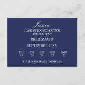 Navy Blue Will You Be My Bridesmaid Proposal Card Kaart (Achterkant)
