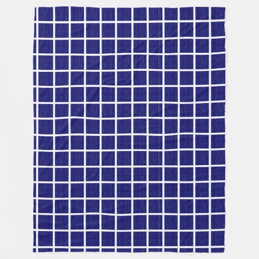Navy Blue Windowpane Plaid Pattern Fleece Deken (Voorkant)