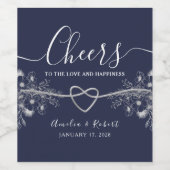 Navy Blue Wine Label Wijn Etiket (Enkel label)