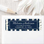 Navy Blue Winter Berk Baby shower retouradres Etiket (Insitu)