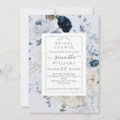 Navy Blue Winter Bloemen Boho Vrijgezellenfeest Kaart (Voorkant)