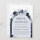 Navy Blue Winter Bloemen Boho Vrijgezellenfeest Kaart (Voorkant)