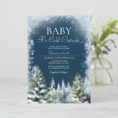 Navy Blue Winter Kerstboom Baby Shower Sneeuwvlokk Kaart (Staand voorkant)