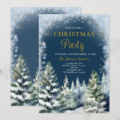 Navy Blue Winter Kerstfeest Zilveren Sneeuwvlokken Kaart (Voorkant / Achterkant)