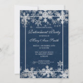 Navy Blue Winter Retirement Silver Snowflakes Kaart (Voorkant)