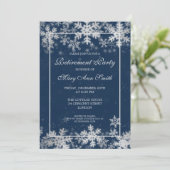 Navy Blue Winter Retirement Silver Snowflakes Kaart (Staand voorkant)