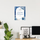 Navy Blue Winter Sneeuwvlok Mis Quince Welkom Poster (Thuiskantoor)
