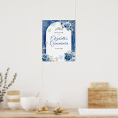 Navy Blue Winter Sneeuwvlok Mis Quince Welkom Poster (Keuken)