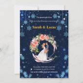 Navy Blue Winter Snow Floral Wreath Wedding Invite Kaart (Voorkant)