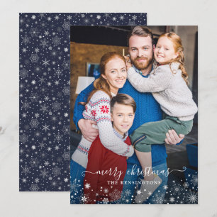Navy Blue Winter Snowflakes kerstfoto