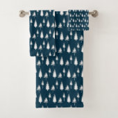 Navy Blue Winter Trees Bad Handdoek (Insitu)