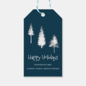 Navy Blue Winter Trees Cadeaulabel (Voorkant)