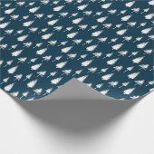 Navy Blue Winter Trees Cadeaupapier (Hoek)