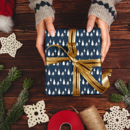 Navy Blue Winter Trees Cadeaupapier