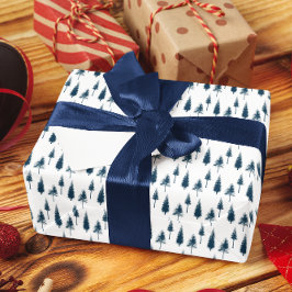 Navy Blue Winter Trees Cadeaupapier