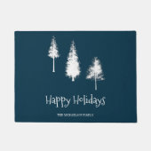 Navy Blue Winter Trees Deurmat (Voorkant)