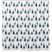 Navy Blue Winter Trees Douchegordijn (Voorkant)