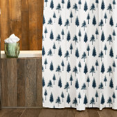 Navy Blue Winter Trees Douchegordijn