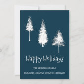Navy Blue Winter Trees Feestdagenkaart (Voorkant)