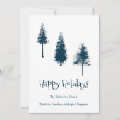 Navy Blue Winter Trees Feestdagenkaart (Voorkant)