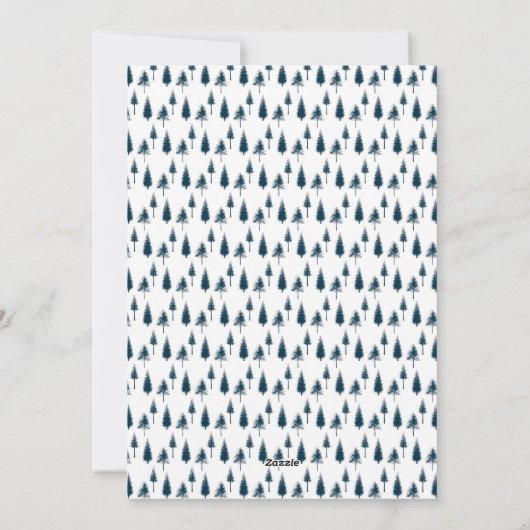 Navy Blue Winter Trees Feestdagenkaart (Achterkant)