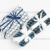 Navy Blue Winter Trees Inpakpapier Vel