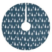 Navy Blue Winter Trees Kerstboom Rok (Voorkant)