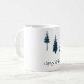 Navy Blue Winter Trees Koffiemok (Voorkant links)