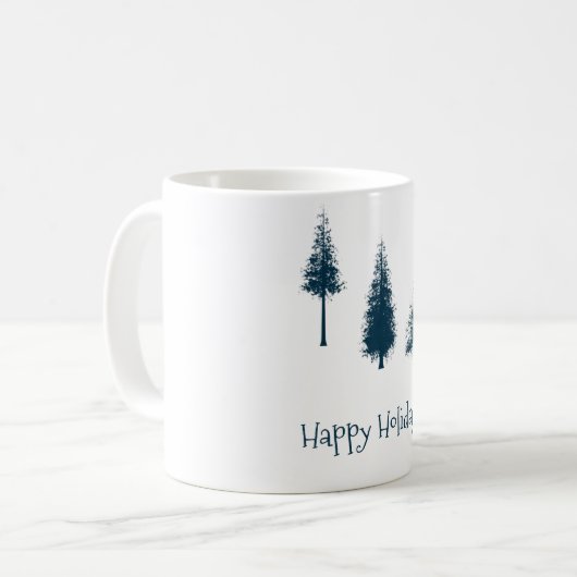 Navy Blue Winter Trees Koffiemok (Voorkant links)