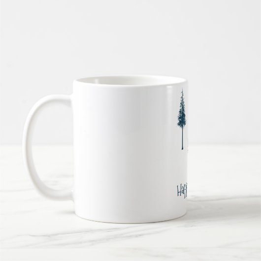 Navy Blue Winter Trees Koffiemok (Links)