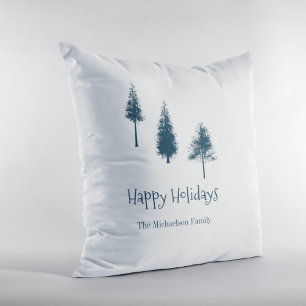 Navy Blue Winter Trees Kussen