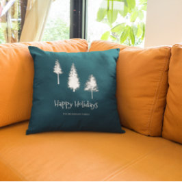 Navy Blue Winter Trees Kussen