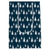 Navy Blue Winter Trees Medium Cadeauzakje (Achterkant)