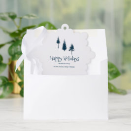 Navy Blue Winter Trees Ornament Kaart