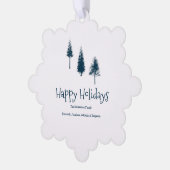 Navy Blue Winter Trees Ornament Kaart (Links)