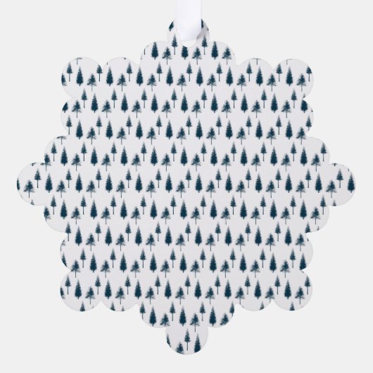 Navy Blue Winter Trees Ornament Kaart (Achterkant)