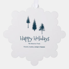 Navy Blue Winter Trees Ornament Kaart