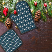 Navy Blue Winter Trees Ovenwant & Pannenlap Set