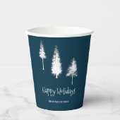 Navy Blue Winter Trees Papieren Bekers (Voorkant)