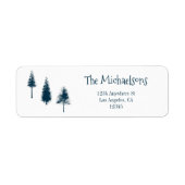 Navy Blue Winter Trees Retouradres Etiket (Voorkant)